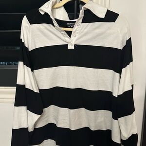Brunette The Label Black and White Striped Long Sleeve Shirt